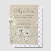 Daisy Wedding Foto QR-Code Pergament Einladungen (Versetzt (Einladung))