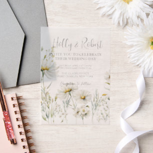 Daisy Wedding Foto QR-Code Pergament Einladungen