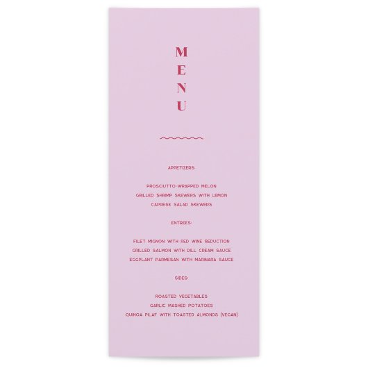 Daisy Wedding Menu Menükarte