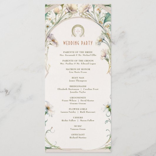 Daisy Wedding Program Art Nouveau by Mucha Programm (Rückseite)