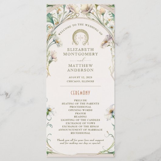 Daisy Wedding Program Art Nouveau by Mucha Programm (Vorderseite)