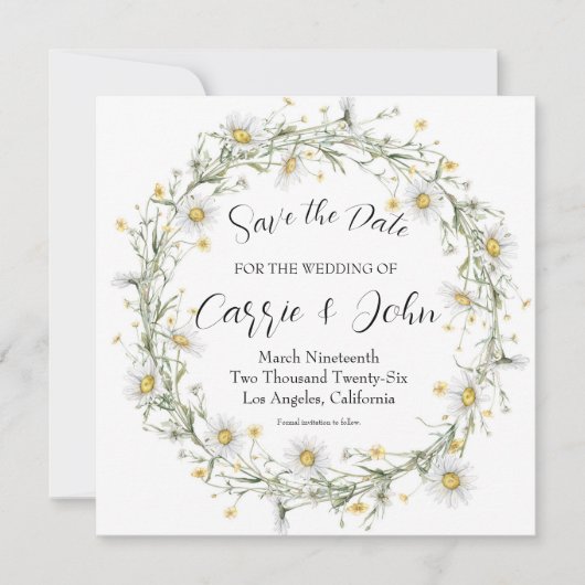 Daisy Wedding Save the Date Card (Vorderseite)