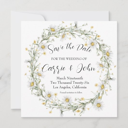 Daisy Wedding Save the Date Card (Vorderseite)