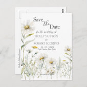 Daisy Wedding Save the Date Postkarte (Vorne/Hinten)