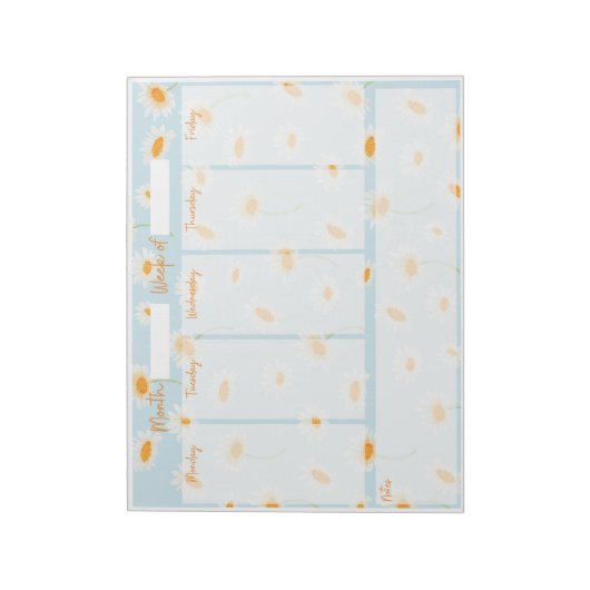 Daisy Weekly Desk Planner Notizblock (Rotiert)