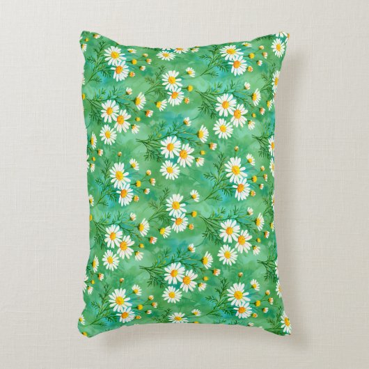 Daisy Whispers – Watercolor Meadow Pattern Dekokissen (Vorderseite(Vertikal))