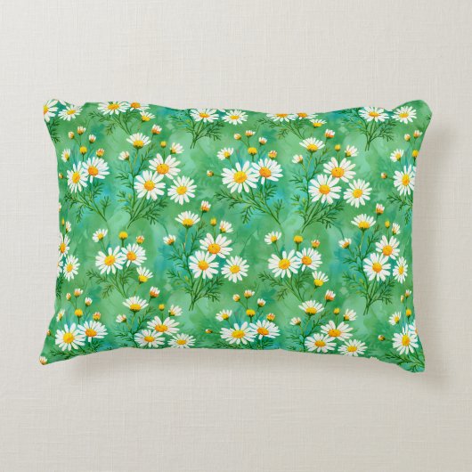 Daisy Whispers – Watercolor Meadow Pattern Dekokissen (Rückseite)