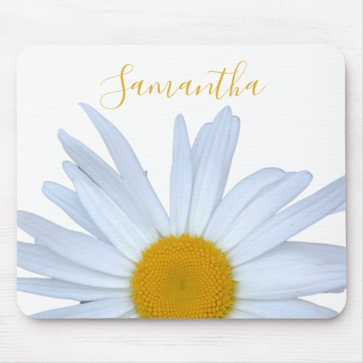 Daisy White Elegant Yellow Script Mouse Pad Mousepad (Vorne)