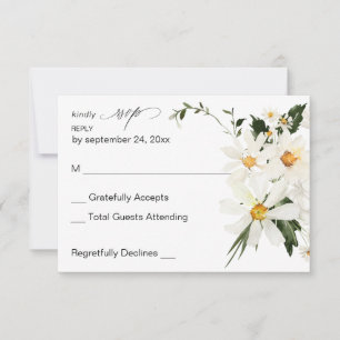 Daisy White Floral no Meal UAWG RSVP Karte