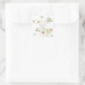 Daisy White Floral Vielen Dank Quadratischer Aufkleber (Tasche)