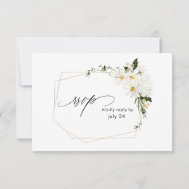 Daisy White Floral w Meal RSVP Karte