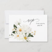 Daisy White Floral w Meal RSVP Karte 3 (Vorderseite)