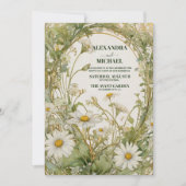 Daisy White Floral Wedding Einladung (Vorderseite)