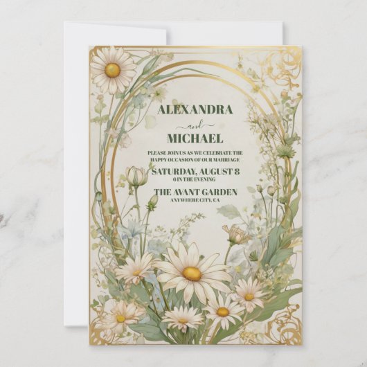 Daisy White Floral Wedding Einladung (Vorderseite)