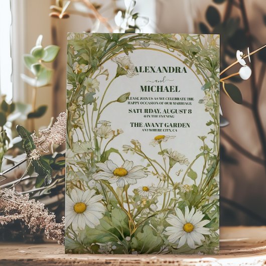 Daisy White Floral Wedding Einladung