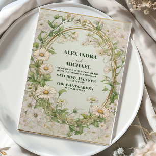 Daisy White Floral Wedding Einladung