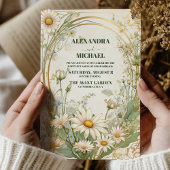 Daisy White Floral Wedding Einladung