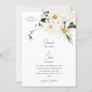 Daisy White Floral Wedding Invitation v2 Einladung