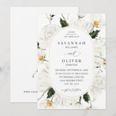 Daisy White Floral Wedding V3 Einladung (Vorne/Hinten)