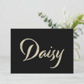 Daisy white gold Handwriting Karte (Stehend Vorderseite)
