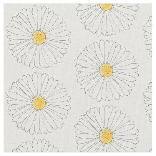 Daisy White Yellow Daisis Blume Blumendruck Stoff (Nahaufnahme)