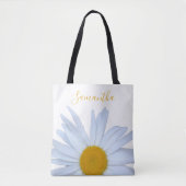 Daisy White Yellow Script Tote Bag Tasche (Vorderseite)