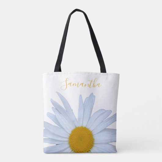 Daisy White Yellow Script Tote Bag Tasche (Rückseite)