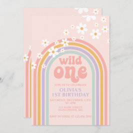 Daisy Wild One boho floraler Regenbogen zum ersten Einladung