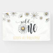 Daisy Wild One Party Banner - White (Horizontal)