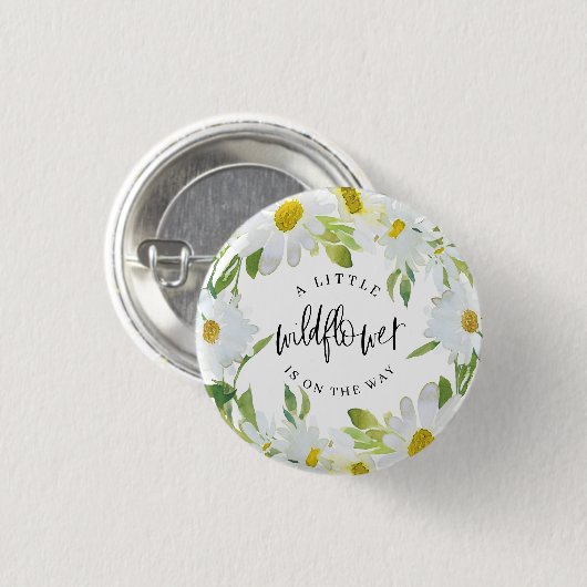 Daisy Wildblume Baby Dusche Sommerblüte Button (Vorne & Hinten)