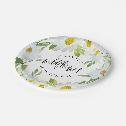 Daisy Wildblume Baby Dusche Sommerblüte Pappteller (Schrägansicht)