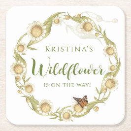 Daisy Wildblume Baby in Bloom Baby Shower Rechteckiger Pappuntersetzer