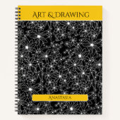 Daisy Wildblume Black Yellow Name School Notizblock (Vorderseite)