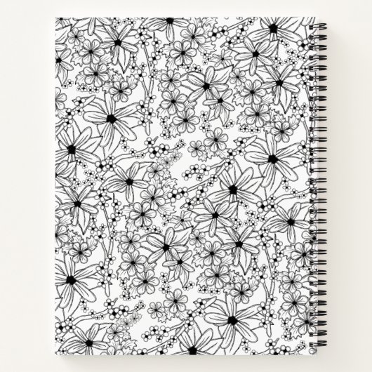 Daisy Wildblume Black Yellow Name School Notizblock (Rückseite)