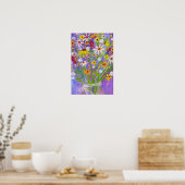 Daisy Wildblume Bouquet Malerei Lila Kunst Poster (Küche)