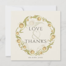 Daisy Wildblume Hochzeit Flat Danke-Card