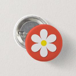 Daisy Wildblume Liebe Freundschaft Colorful Orange Button