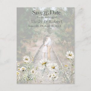 Daisy-Wildblume Save the Date Foto QR-Code Postkarte