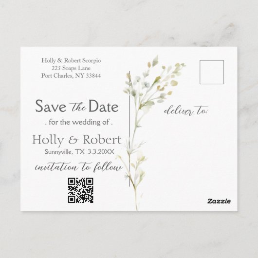 Daisy-Wildblume Save the Date Foto QR-Code Postkarte (Rückseite)