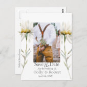 Daisy-Wildblume Save the Date Foto QR-Code Postkarte (Vorne/Hinten)