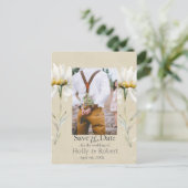 Daisy-Wildblume Save the Date Foto QR-Code Postkarte (Stehend Vorderseite)