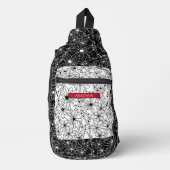 Daisy Wildblume Schwarz-weißes Muster und Roter Na Crossbody Bag (Vorderseite)