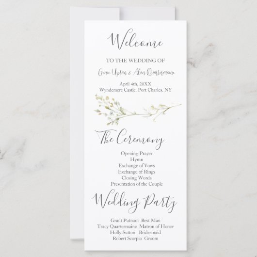 Daisy Wildblume Wedding Program (Vorderseite)