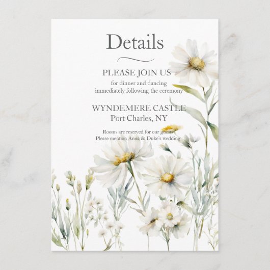 Daisy Wildblume Wedding QR Code Begleitkarte (Vorderseite)