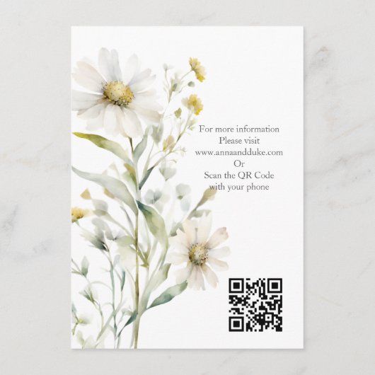 Daisy Wildblume Wedding QR Code Begleitkarte (Rückseite)