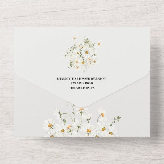 Daisy Wildblume Wedding Qr Code UAwg All In One Einladung (Rückseite)
