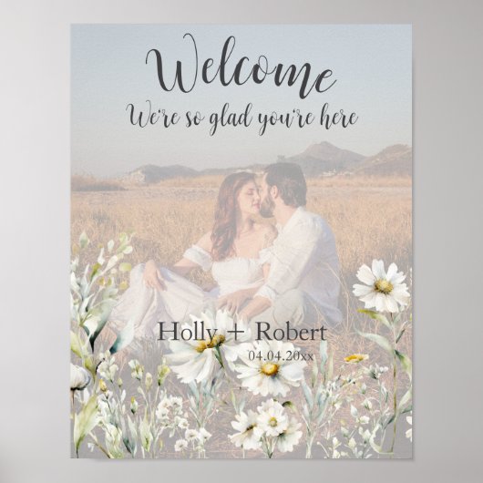 Daisy Wildblume Wedding Welcome Foto Poster (Vorne)
