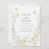 Daisy Wildblume White Boho Minimalistisch Save The Date (Vorderseite)