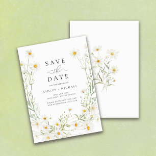 Daisy Wildblume White Boho Minimalistisch Save The Date