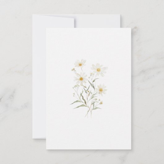 Daisy Wildblume White Boho Minimalistisch Save The Date (Rückseite)